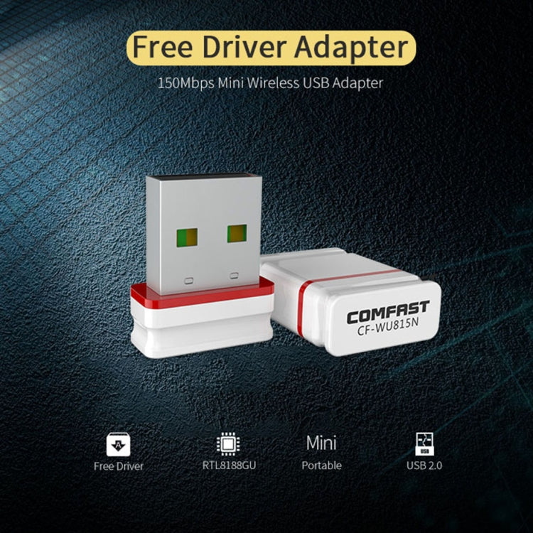 COMFAST CF-WU815N 150Mbps Mini Wireless USB 2.0 Free Driver WiFi Adapter External Network Card, CF-WU815N COMFAST CF-WU815N 150Mbps Mini Wireless USB 2.0 Free Driver WiFi Adapter External Network Card, CF-WU815N